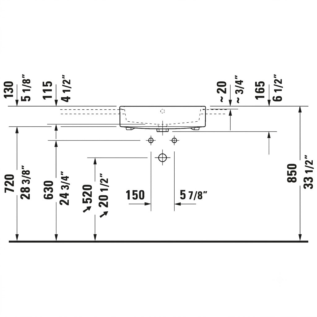 Duravit Vero Air Semi-Recessed Basin 0382550000