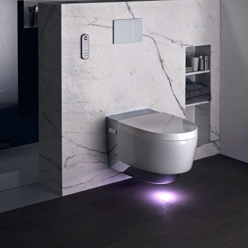 Geberit Aquaclean Mera Wall Hung WC Complete Solution With Shower Toilet Seat & Cover Bright Chrome Plat 146.214.21.1