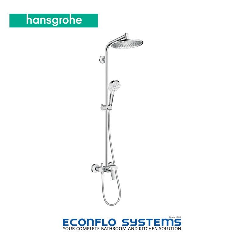 Hansgrohe Crometta S240 chrome showerpipe with single lever mixer and hand shower