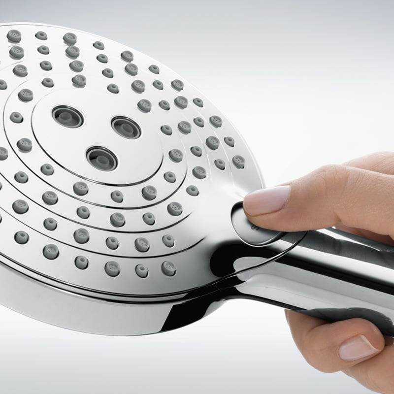 Hansgrohe Raindance Select S120 chrome 3-jet hand shower with wall bar for versatile bathroom use