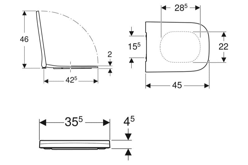 Geberit Soft-Closing Seat & Cover For Smyle WC - Slim 500.237.01.1