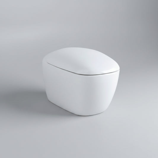 Geberit Citterio Wall Hung WC in white color with a closed lid, designed by Antonio Citterio.