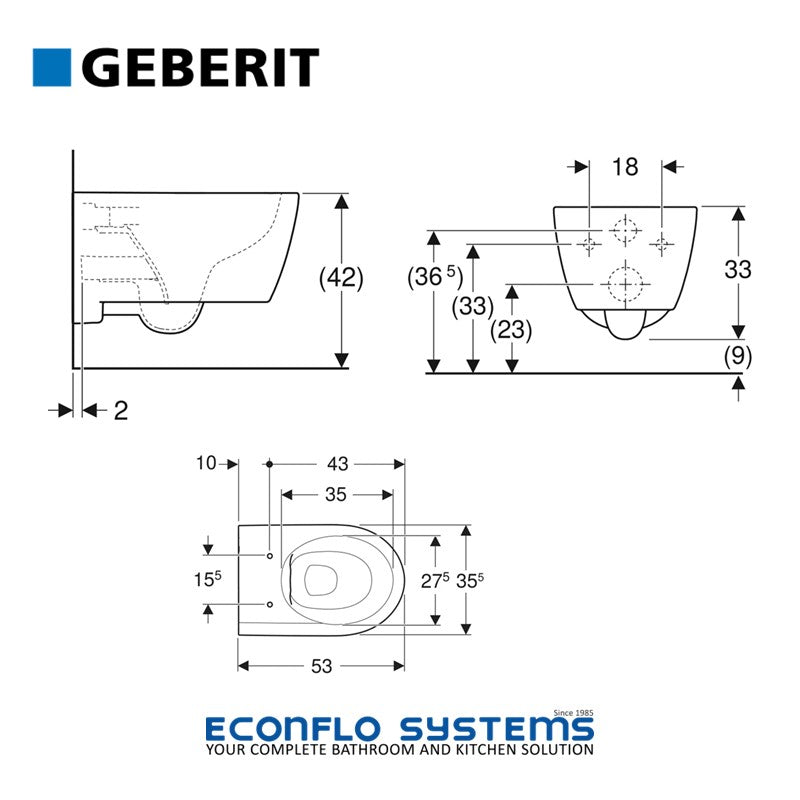 Geberit Icon Rimfree Wall Hung WC 501.661.00.1 | 204.060.00.0