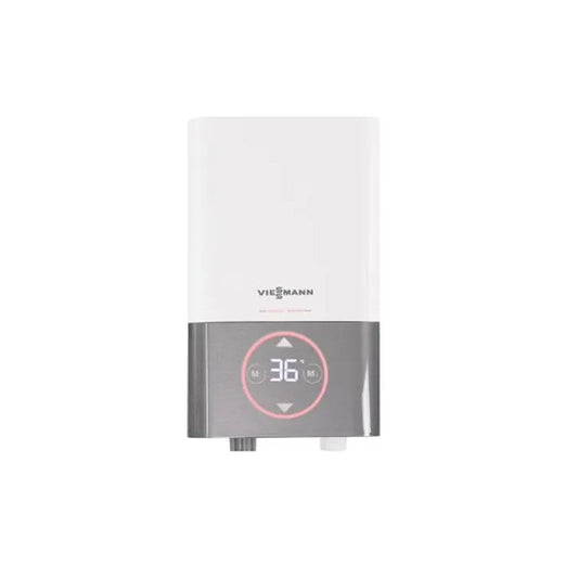 Viessmann Vitowell Easy Deluxe D1 instant water heater wall-mounted with digital temperature display and sleek white modern design