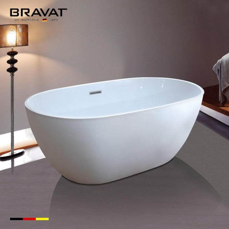 Bravat Freestanding Bathtub Spacious 1.5M Acrylic Bath for Modern Bathrooms