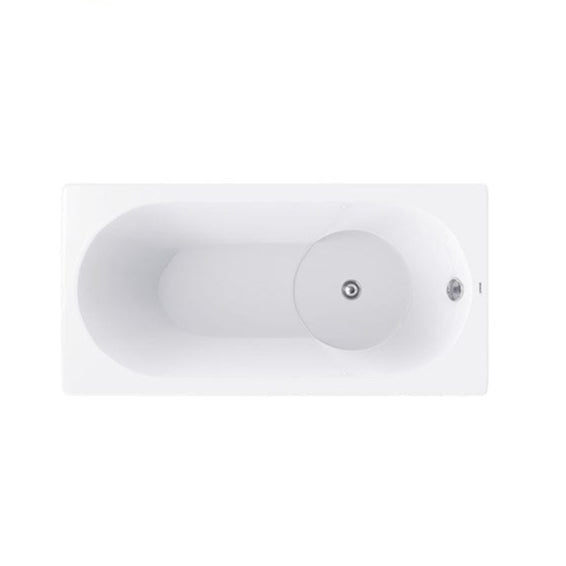 A Bravat Built-In Bathtub B25705W with a white acrylic surface and no visible faucets or supports, against a white background.