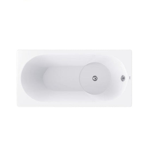 A Bravat Built-In Bathtub B25705W with a white acrylic surface and no visible faucets or supports, against a white background.