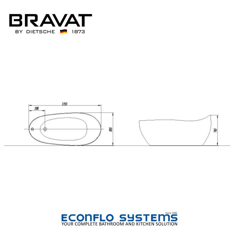 Bravat
Freestanding Bathtub
B25824TW-1W