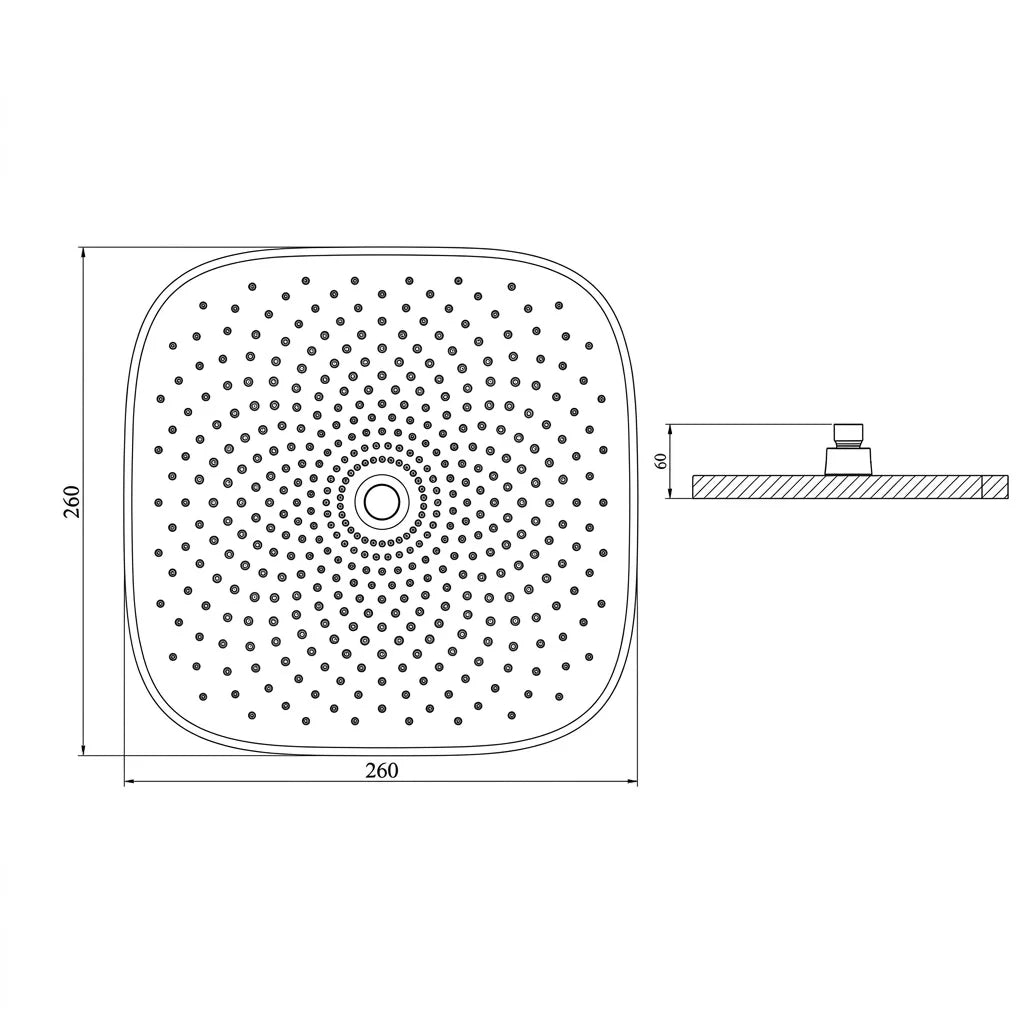 Bravat Square Overhead Shower D1250BW-ENG