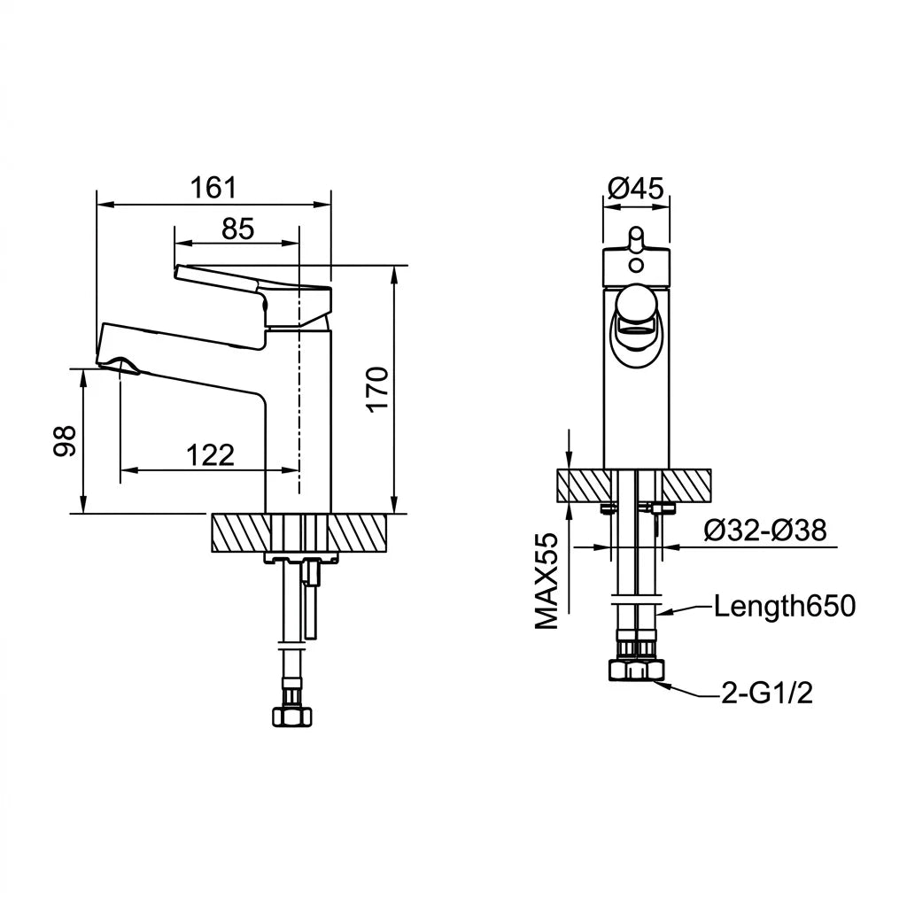 Bravat Affability Deck-Mounted Single Lever Basin Mixer F1172217CP-ENG