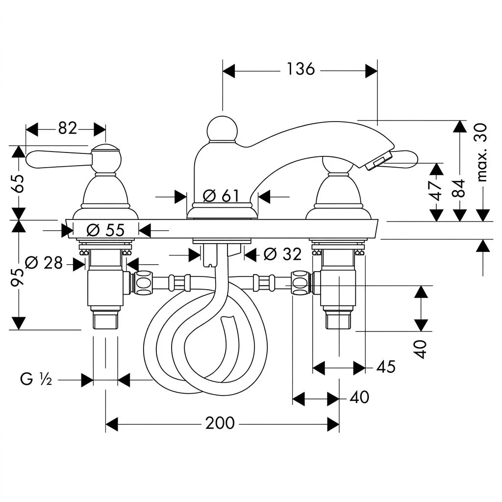 Axor Carlton 3-Hole Basin Mixer 50 17135090