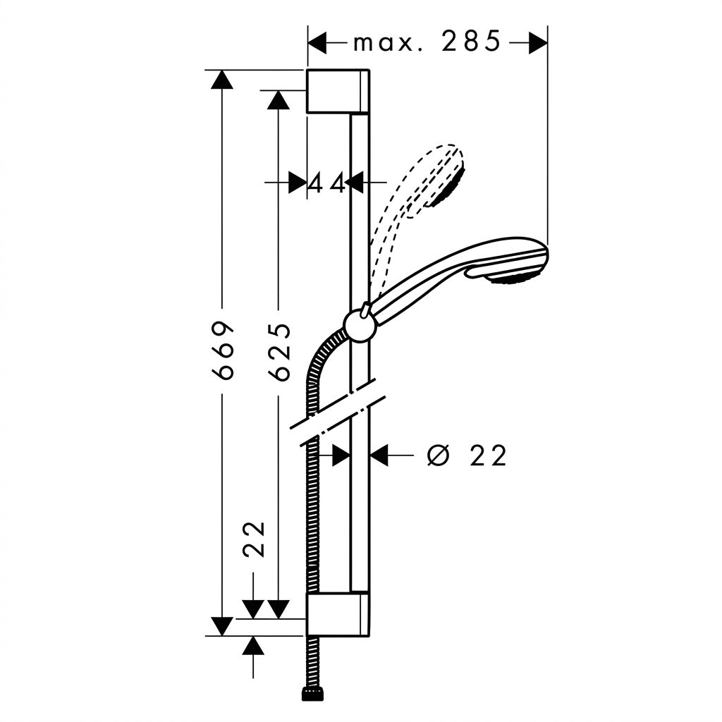 Hansgrohe Crometta 85 Multi Hand Shower Set with Unica Crometta 65 cm Bar Chrome 27767000