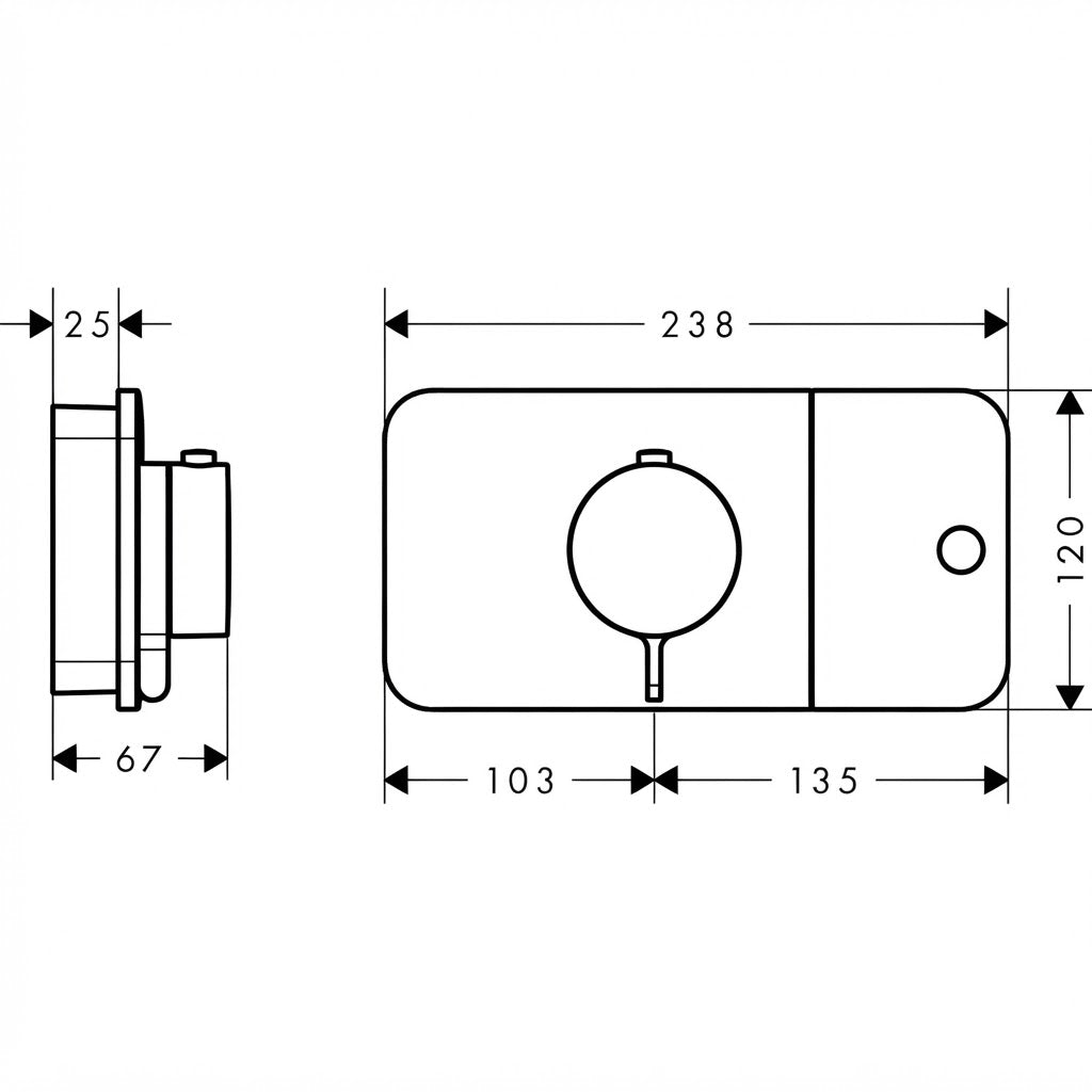 Axor One Thermostatic Module for Concealed Installation 1 Outlet Chrome 45711000
