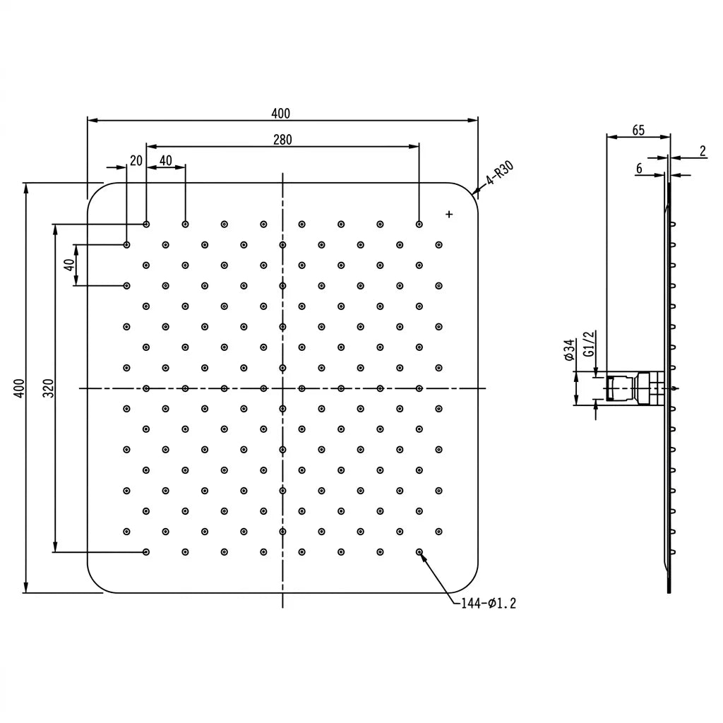 Bravat Slim Air-Jet Square Overhead Shower P70172CP