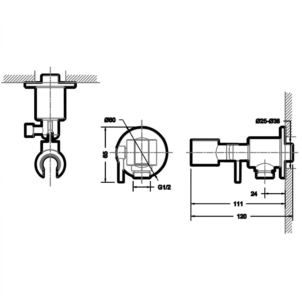 Bravat Shower In-Wall Hose Connector P7174C-ENG