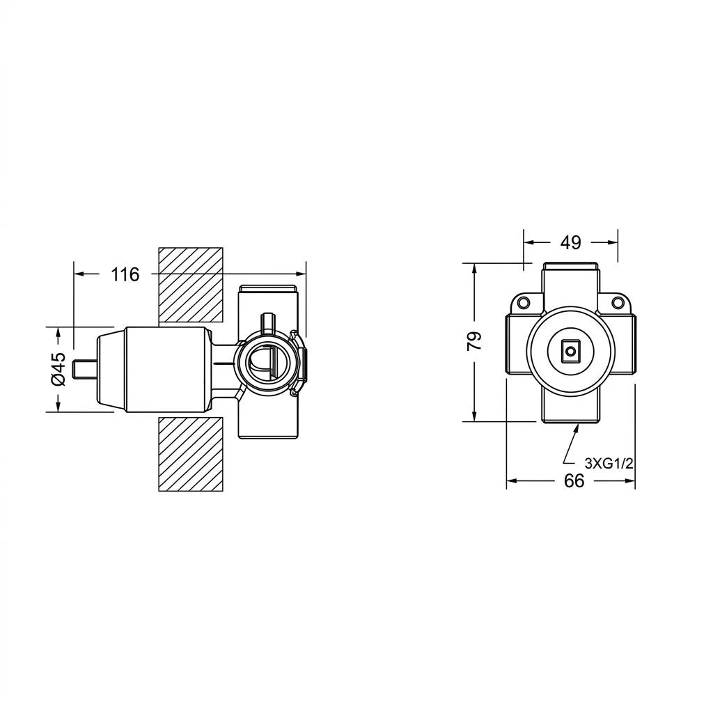 Bravat Source 1-Way Built-in Shower Mixer PB8173218CP-ENG + D999CP
