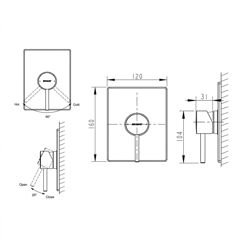 Bravat Arc Single Lever Concealed Mixer PB86061C-A-ENG + D999CP