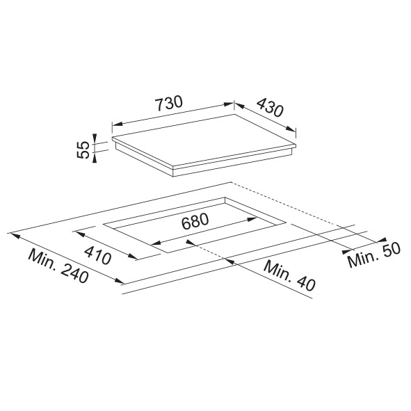 Franke Onyx Induction Hob 2-Zone Horizontal Glass Black