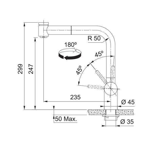Franke Atlas Neo Kitchen Tap L-Shape Pull Out Spray - CT196S