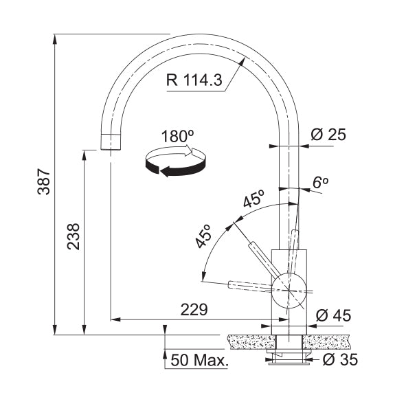 Franke Eos Neo Kitchen Tap U-Shape Swivel Spout - CT107S