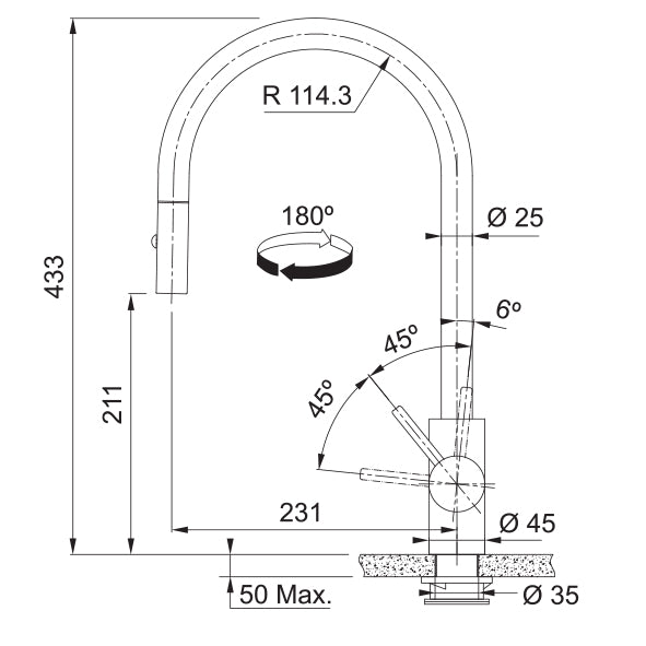 Franke Eos Neo Kitchen Tap U-Shape Pull Out Spray - CT136S
