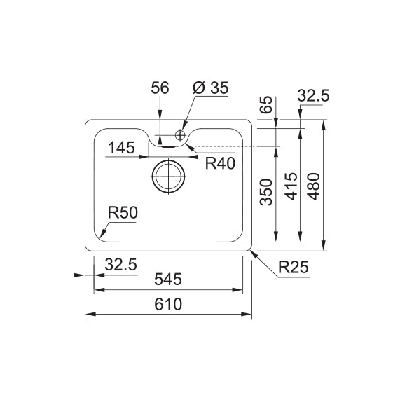Franke Bell Kitchen Sink Stainless Steel Single Bowl BCX 110-55