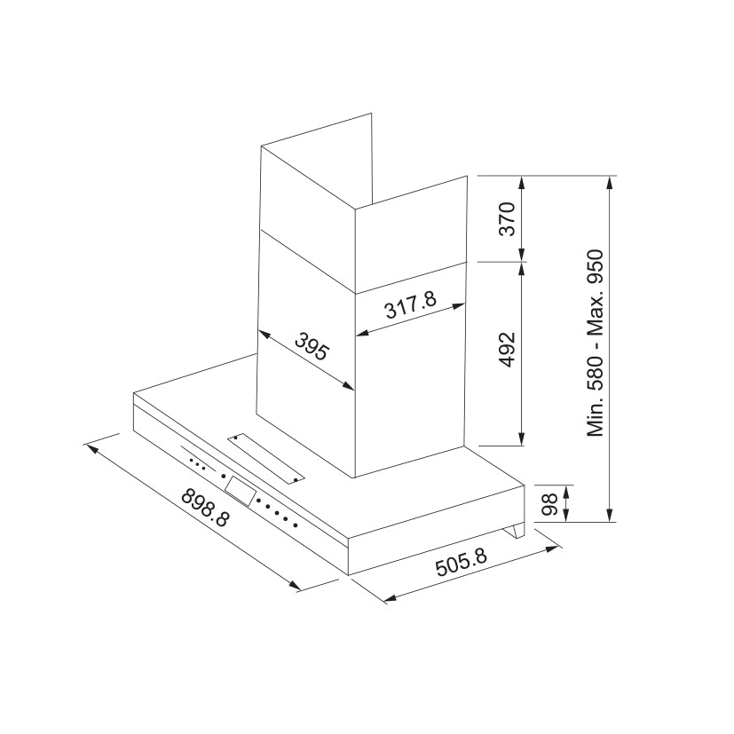 Franke Onyx Hood Wall-mounted T-shape FT926CB