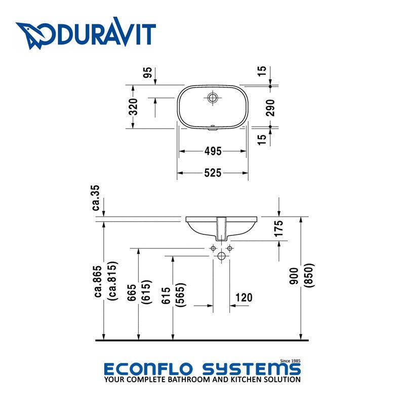 Duravit 
D-Code 
Undercounter Wash Basin 
0338490000