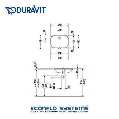 Duravit 
D-Code 
Undercounter Wash Basin 
0338560000