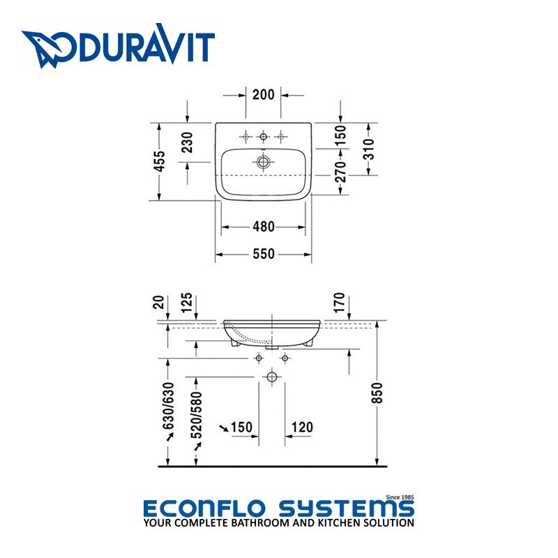 Duravit 
DuraStyle 
Semi-Recessed Wash Basin 
0375550000