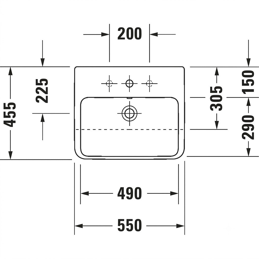 Duravit Me by Starck Semi-Recessed Wash Basin 0378550000