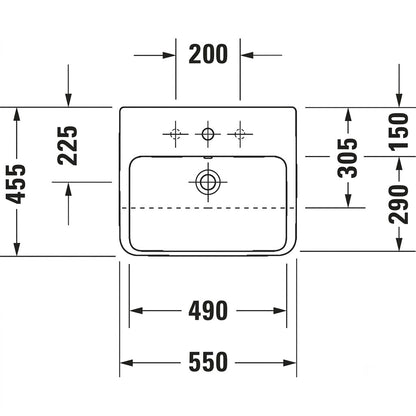 Duravit Me by Starck Semi-Recessed Wash Basin 0378550000