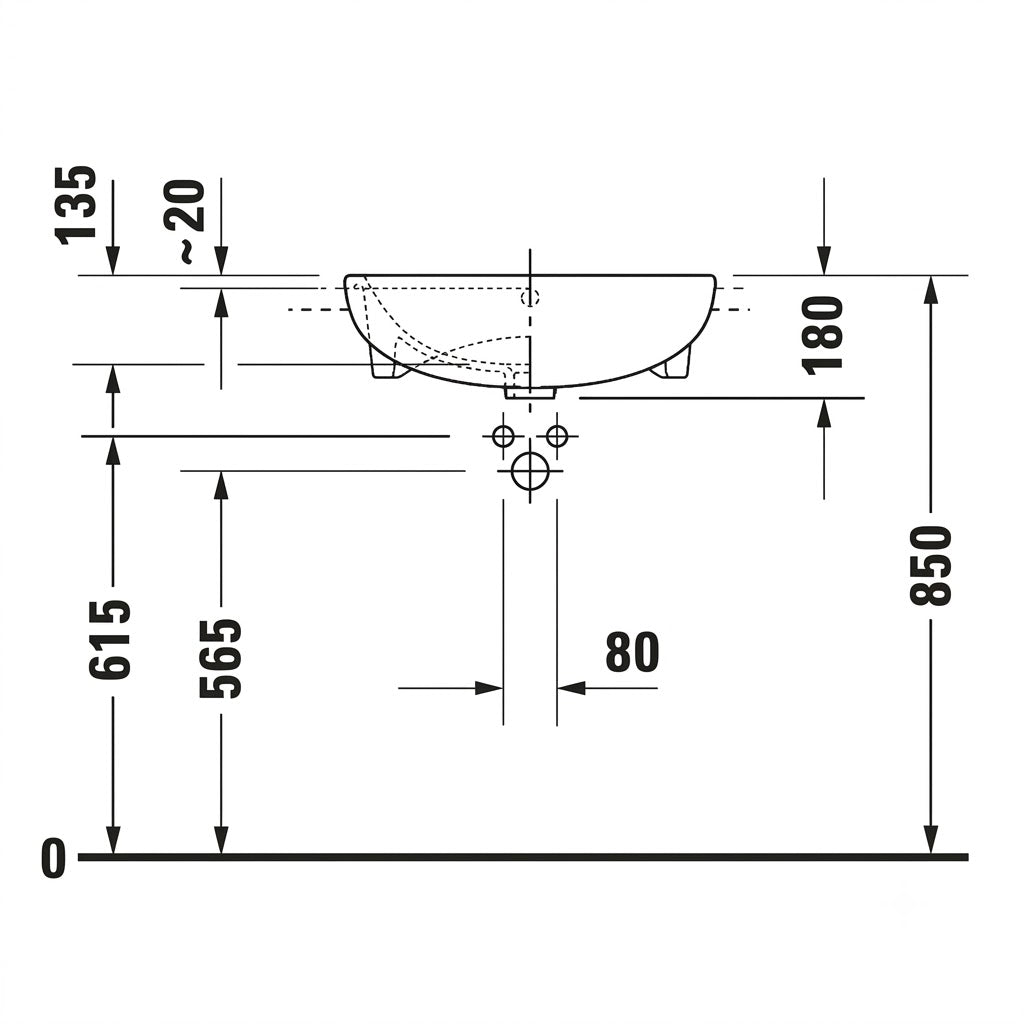 Duravit Me by Starck Semi-Recessed Wash Basin 0378550000