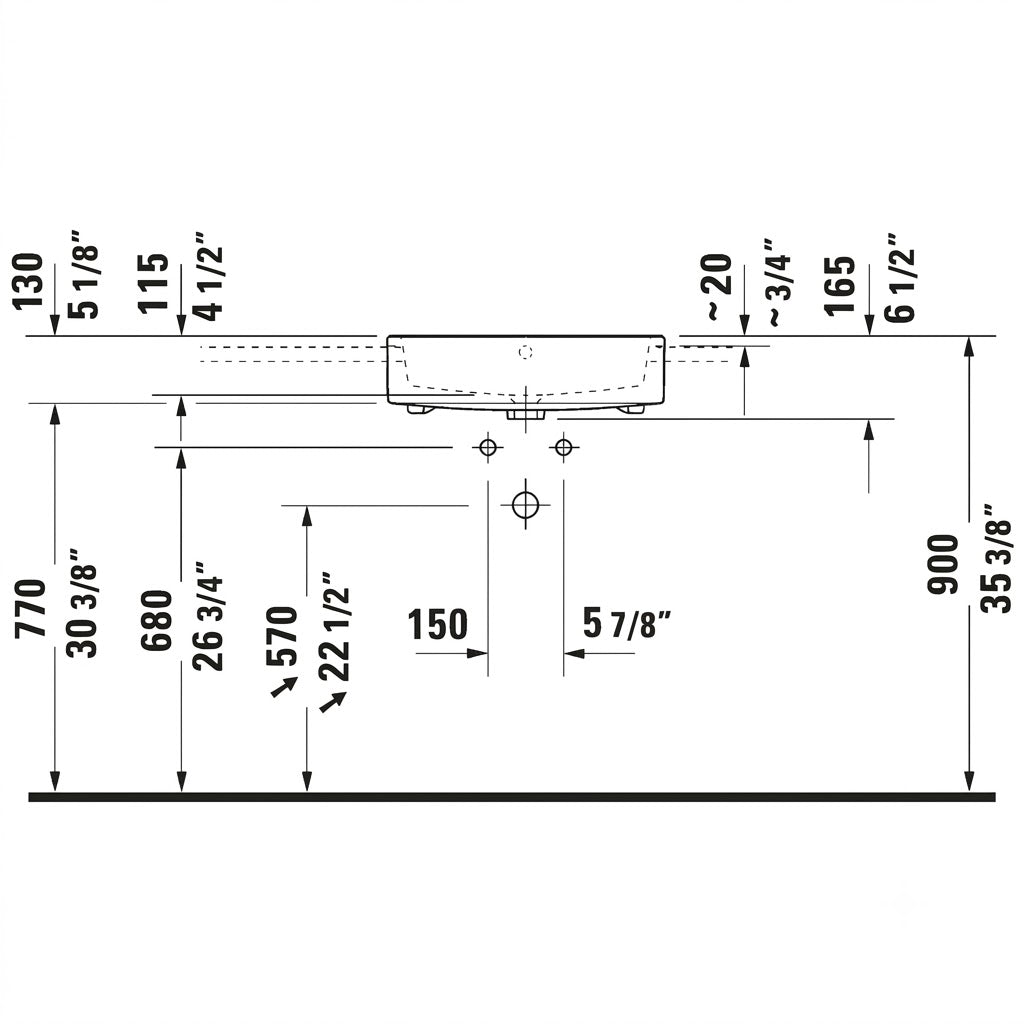 Duravit Vero Air Semi-Recessed Basin 0382550000