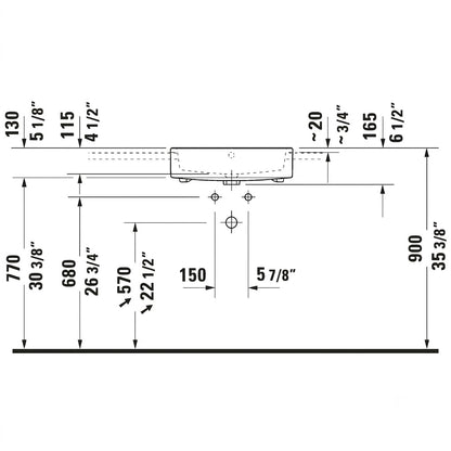 Duravit Vero Air Semi-Recessed Basin 0382550000