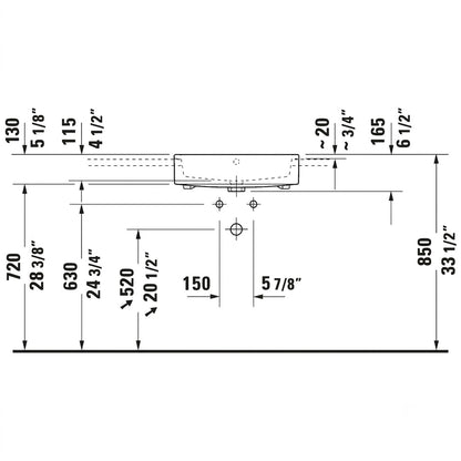 Duravit Vero Air Semi-Recessed Basin 0382550000