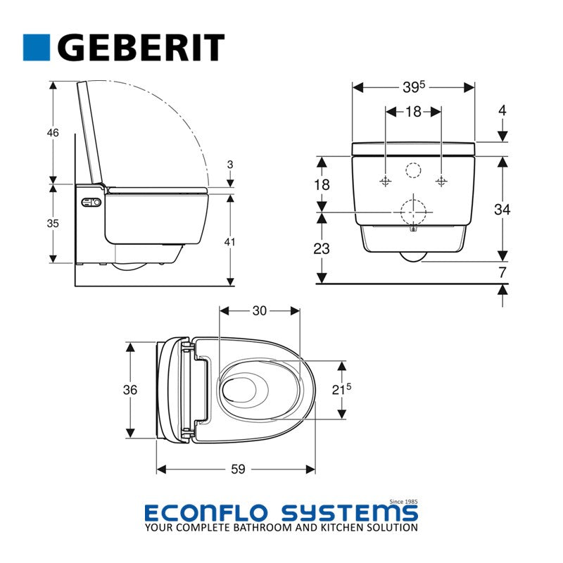 Geberit Aquaclean Mera Wall Hung WC Complete Solution With Shower Toilet Seat & Cover  Bright Chrome Plat 146.214.21.1