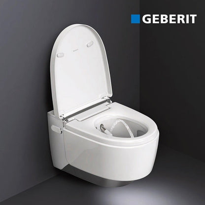 Geberit Aquaclean Mera Wall Hung WC Complete Solution With Shower Toilet Seat & Cover  Bright Chrome Plat 146.214.21.1