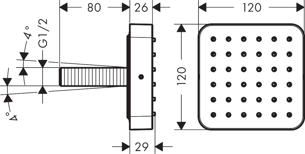 AXOR Citterio E Shower module 120/120 for concealed installation softsquare 36822000
