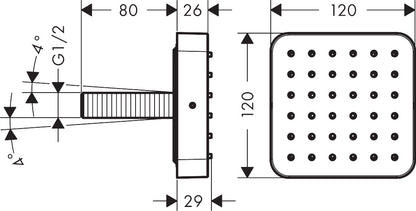 AXOR Citterio E Shower module 120/120 for concealed installation softsquare 36822000