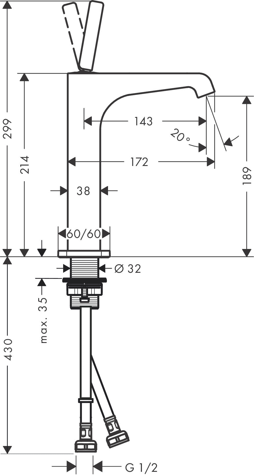 AXOR Citterio E Single lever basin mixer 190 for wash bowls 36156009