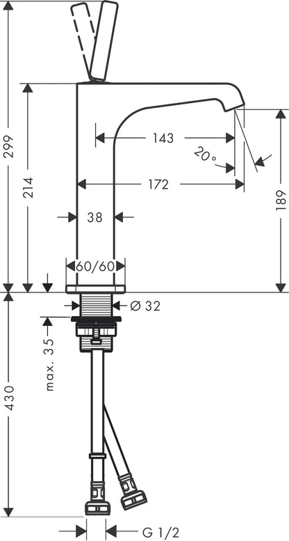 AXOR Citterio E Single lever basin mixer 190 for wash bowls 36156009