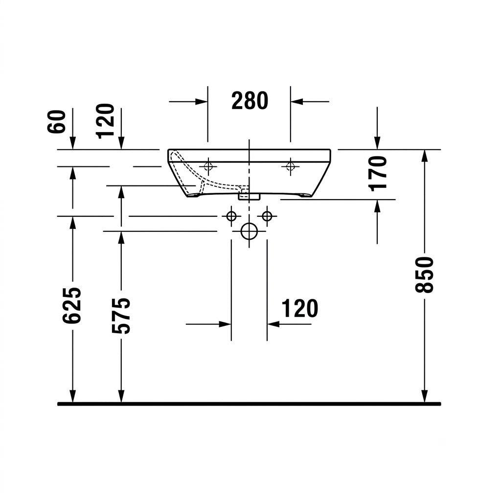 Duravit DuraStyle Wall Hung Wash Basin 2324550000