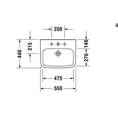 Duravit DuraStyle Wall Hung Wash Basin 2324550000
