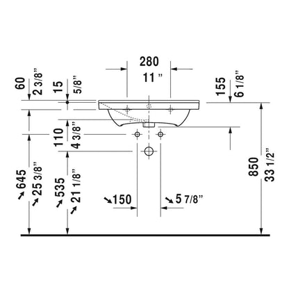 Duravit P3 Comforts Furniture Wash Basin 2332650000