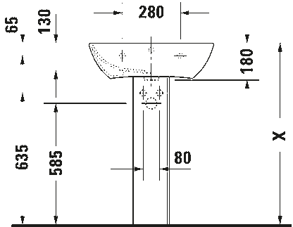 Duravit ME by Starck Wall Hung Wash Basin 2335600000