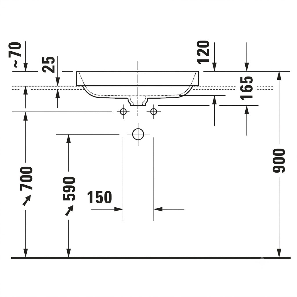 Duravit Happy D.2 Plus Above Counter Wash Basin 2359606100