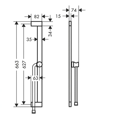 Hansgrohe Unica Shower Bar S Puro 65 cm with EasySlide Holder & Isiflex Hose Brushed Bronze 24402140