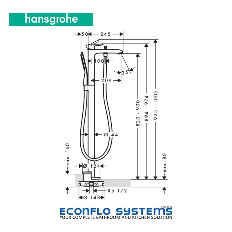 Hansgrohe Metris Freestanding Single Lever Bath Mixer 31471000