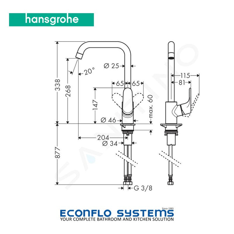 Hansgrohe Focus Single Lever Kitchen Mixer with Swivel Spout 31821009